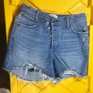 Abercrombie & Fitch Light Blue Frayed Jean Shorts